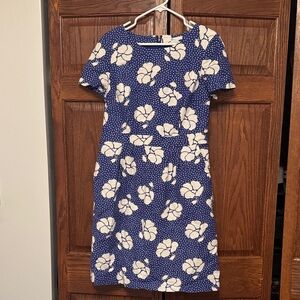 Boden Floral Blue and White Dress